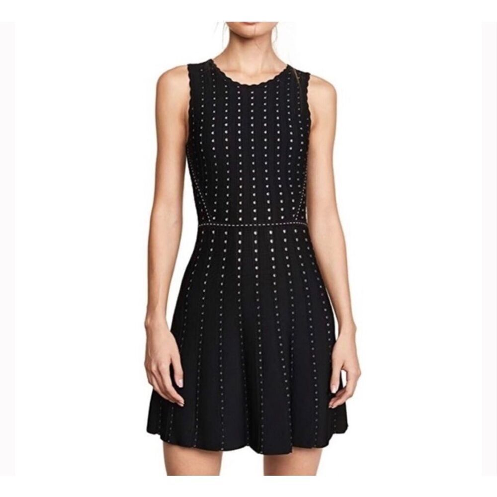 NWOT Zac Posen Knit Black & White Fit & Flare Mini Dress Women's Small